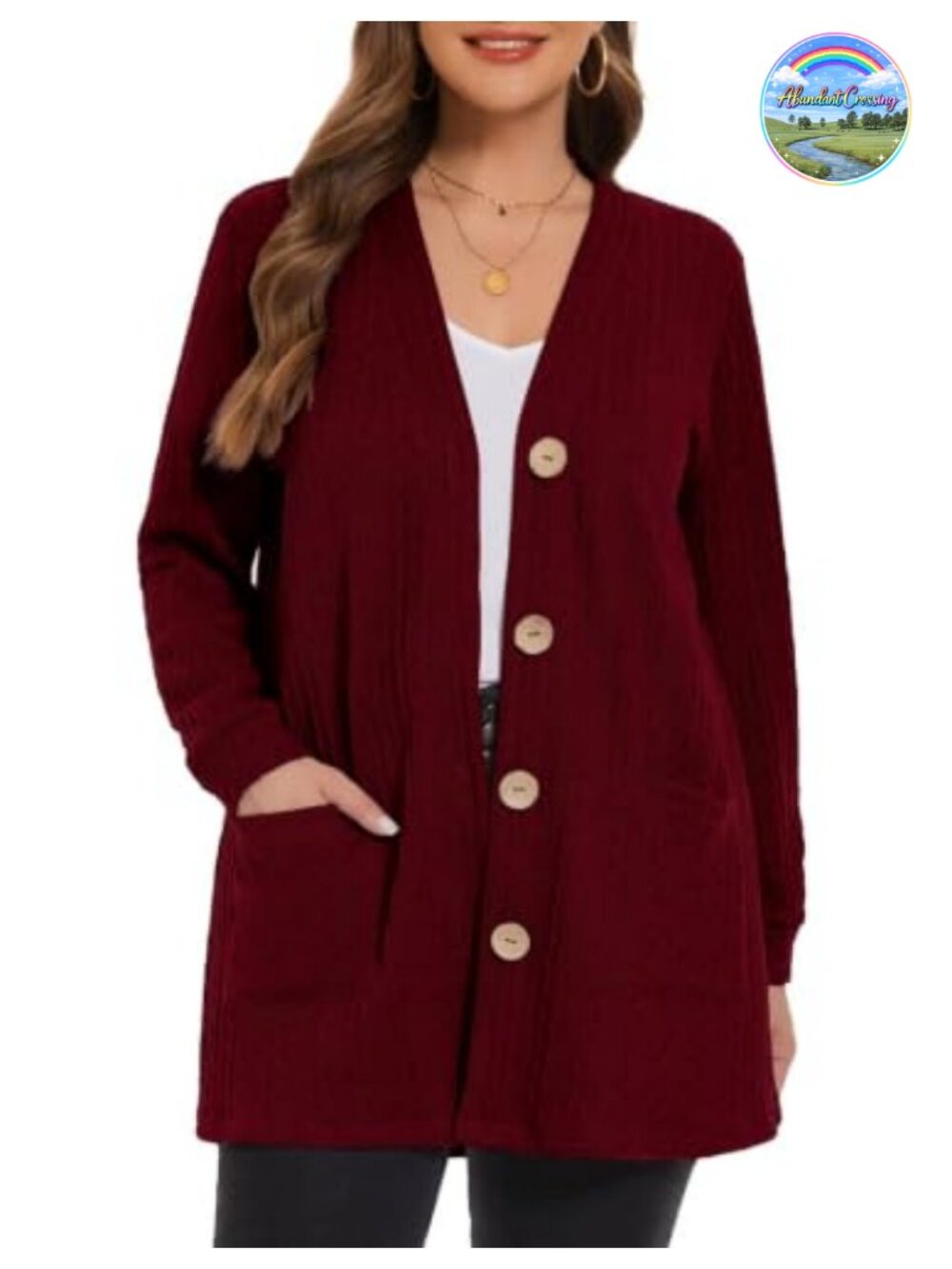 Open Front Cable Knit Cardigan Long Sleeve Button Down Sweater